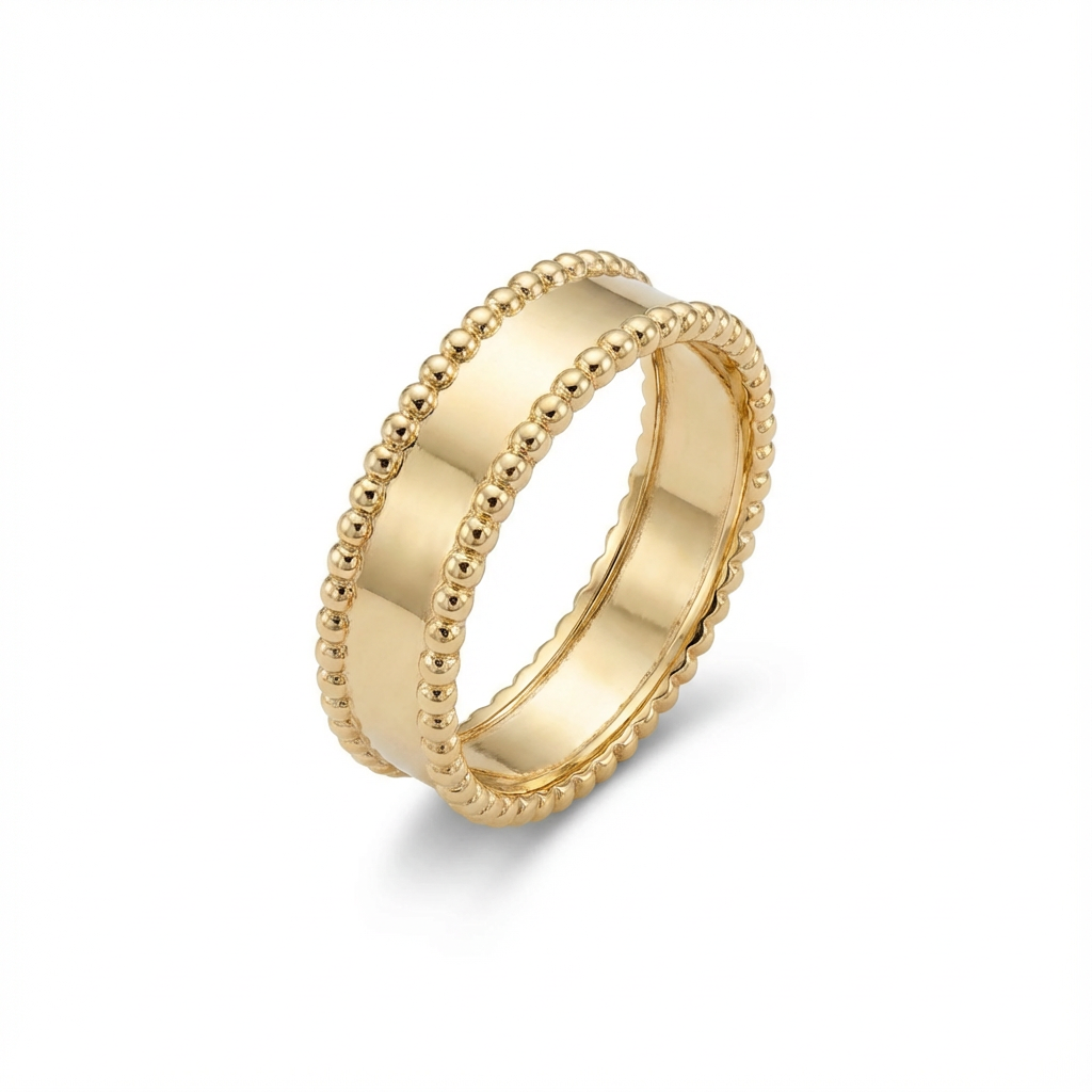 Beaded Edge Classic Gold Band