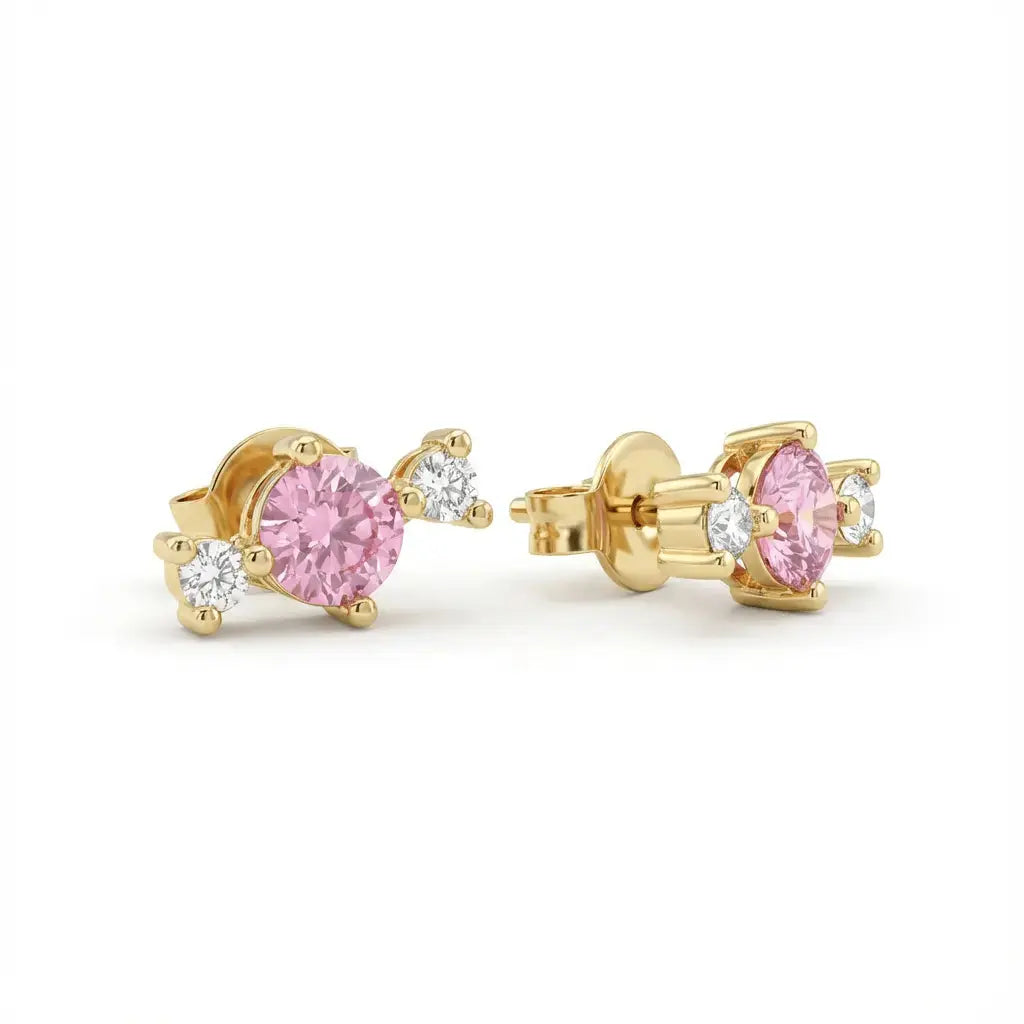 Gold earrings in solid 14ct/14K gold – Blush Radiance Trio by Majestic Jewellery