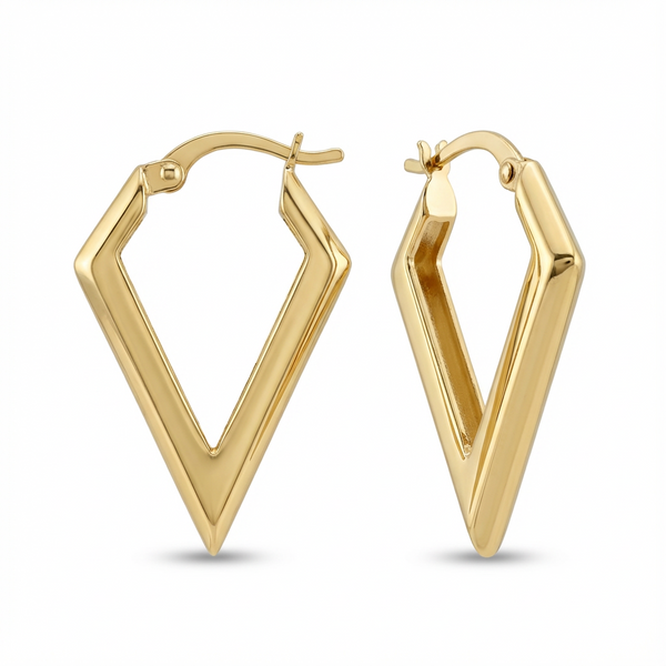 Geometric V-Shaped Gold Hoop Earrings