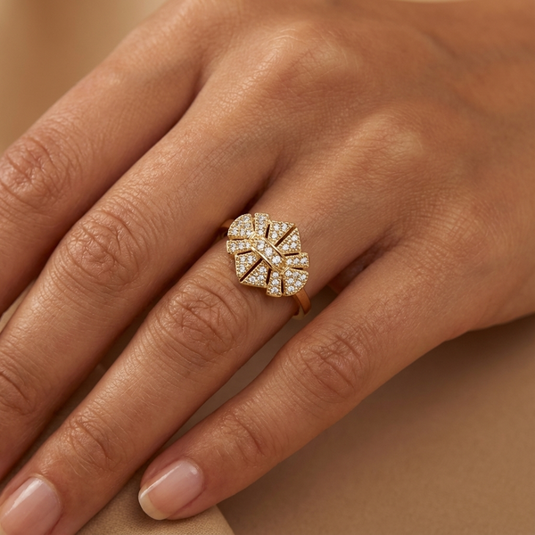 Golden Mosaic Sparkle Ring – 14K Better Gold Geometric Statement Ring