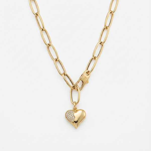 Golden Heart Link Chain Necklace