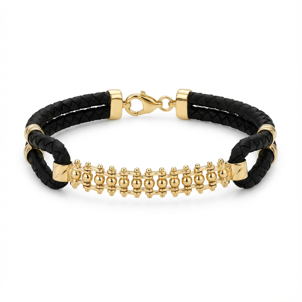Golden Orbit Textured Link Bracelet