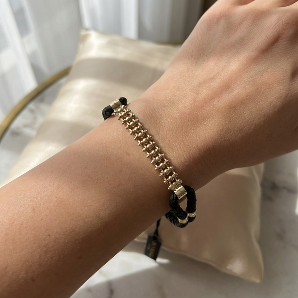 Golden Orbit Textured Link Bracelet – 14K Better Gold Braided Band