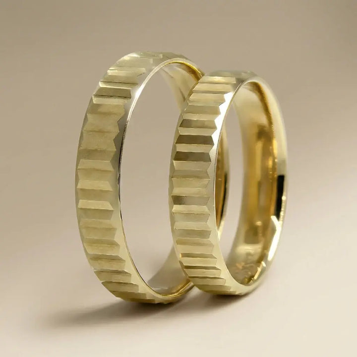 Majestic Architectural Cut Collection 14K Yellow Gold Wedding Band — Vector 4mm - Majestic Jewellery
