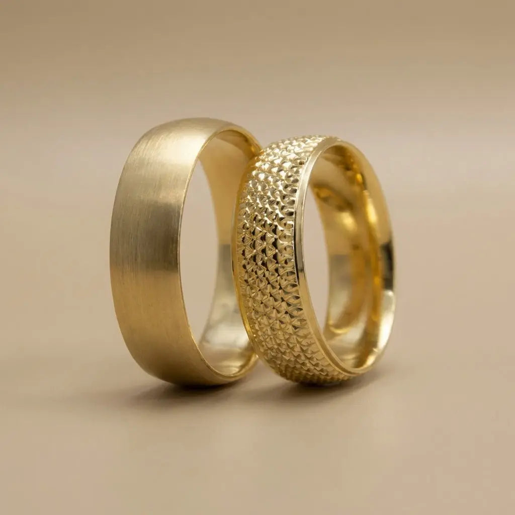 Majestic Artisan Texture Collection 14K Yellow Gold Wedding Band — Atlas 6mm - Majestic Jewellery