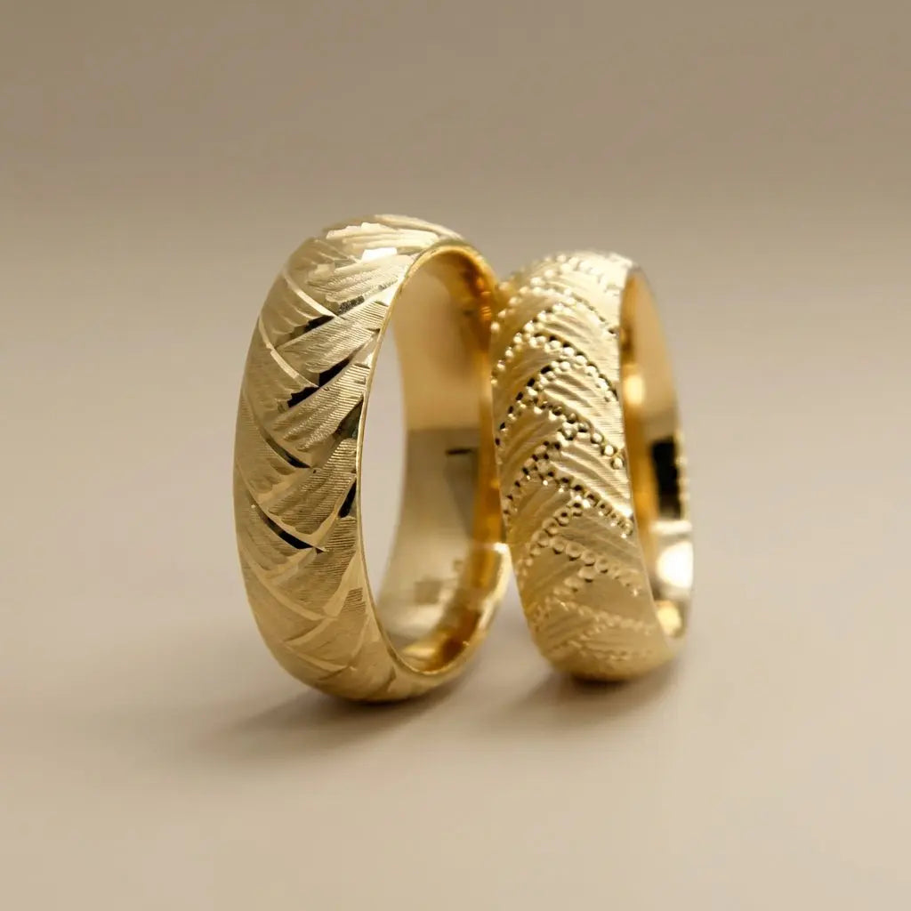 Majestic Artisan Wave Collection 14K Yellow Gold Wedding Band — Aurelion 6mm - Majestic Jewellery