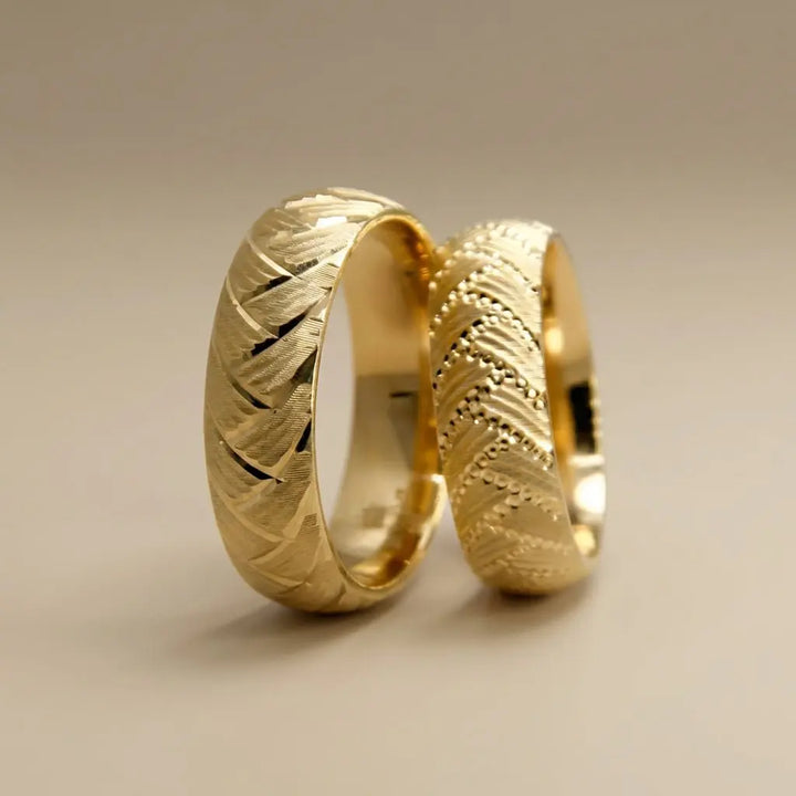 Majestic Artisan Wave Collection 14K Yellow Gold Wedding Band — Aurelion 6mm - Majestic Jewellery