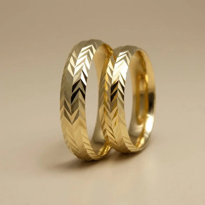 Majestic Chevron Diamond - Cut 14K Gold Wedding Band — 5mm - Majestic Jewellery