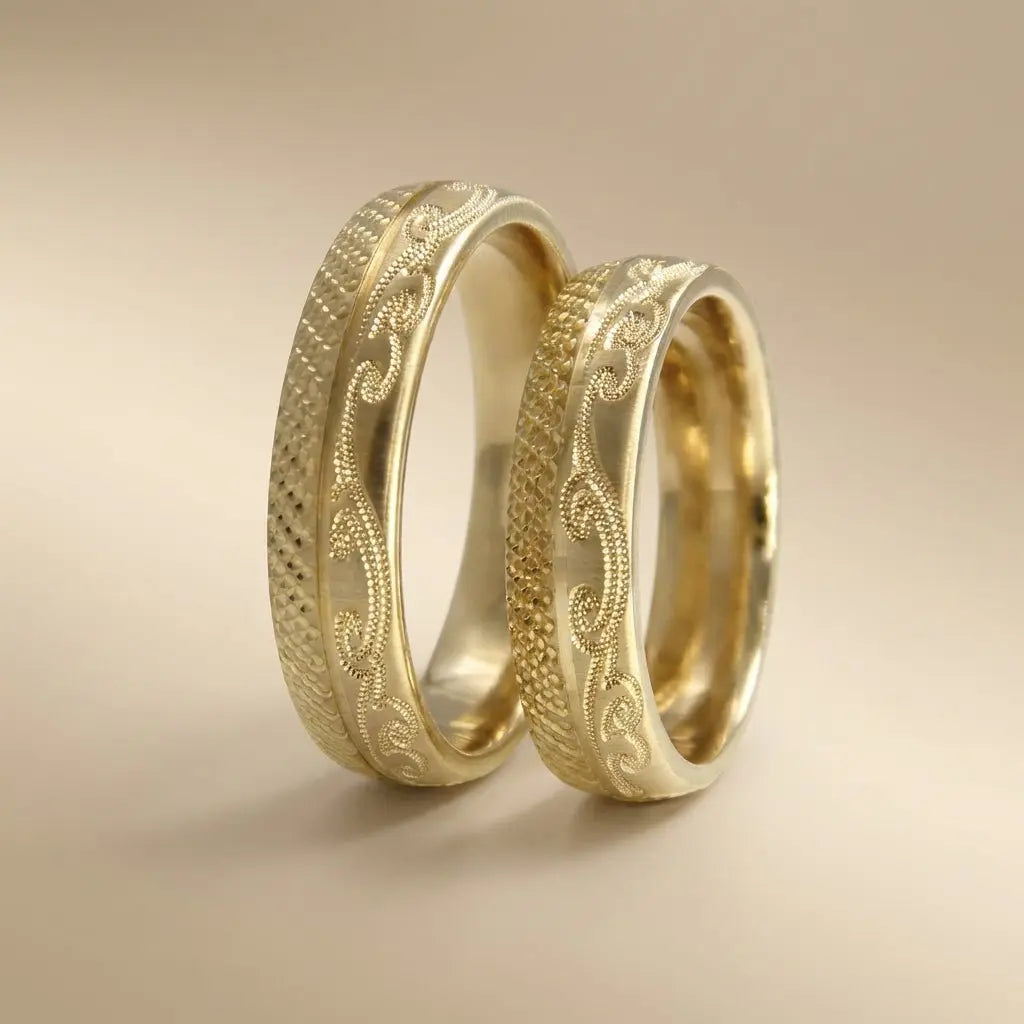 Classic Ornate Faceted – gold ring in solid 9ct gold by Majestic Jewellery