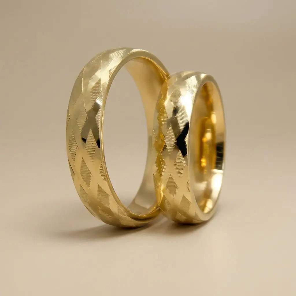 Majestic Cross Diamond - Cut 14K Gold Wedding Band — 5mm - Majestic Jewellery