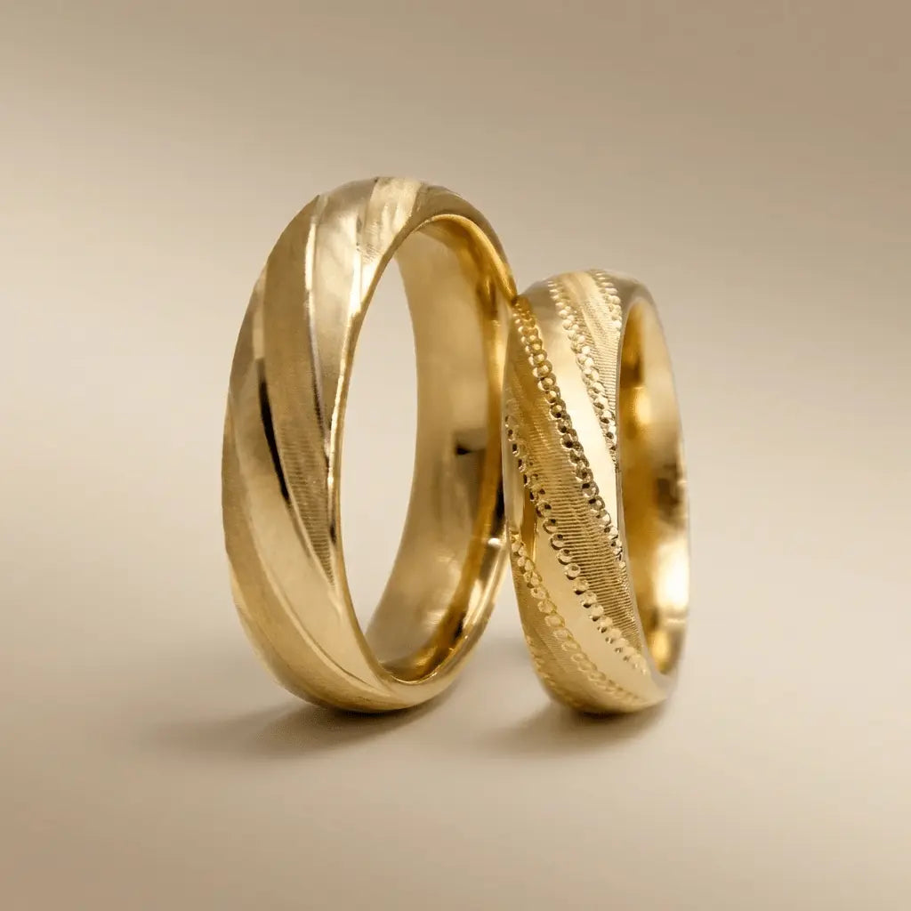 Majestic Decorative Line 14K Gold Wedding Band — 5mm - Majestic Jewellery