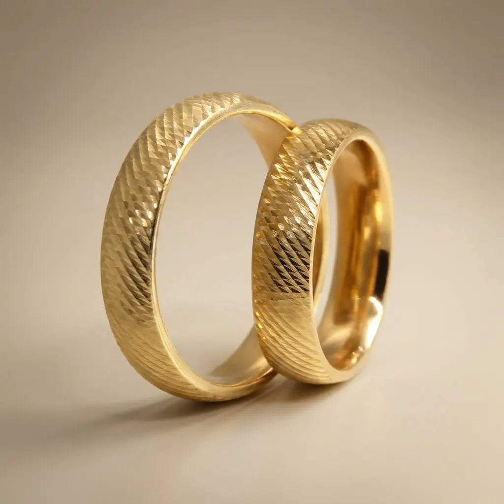 Majestic Diagonal Weave Texture 14K Gold Wedding Band — 5mm - Majestic Jewellery