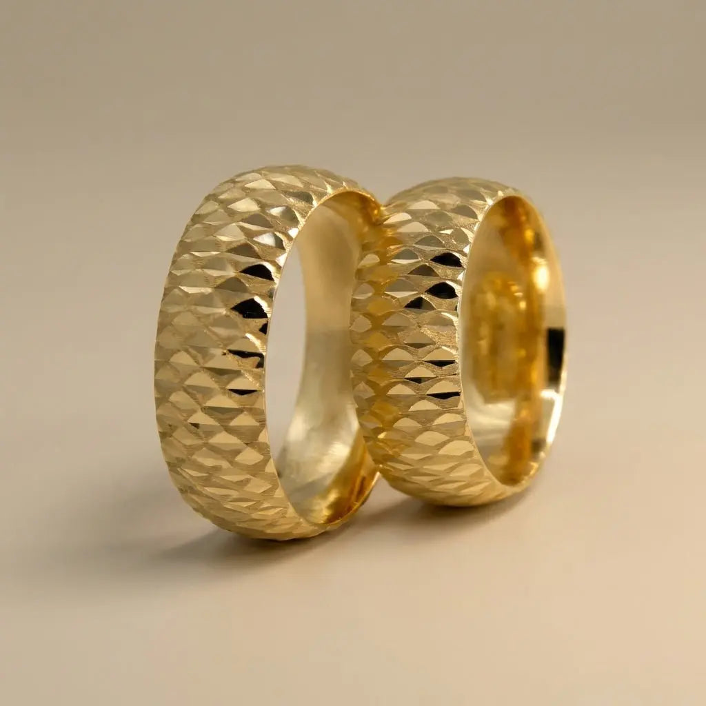 Majestic Diamond - Cut Pyramid 14K Gold Wedding Band — 7mm - Majestic Jewellery