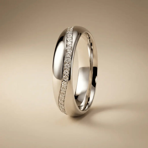 Majestic Diamond Flow Collection 14K White Gold Wedding Band — Lyra 5mm - Majestic Jewellery
