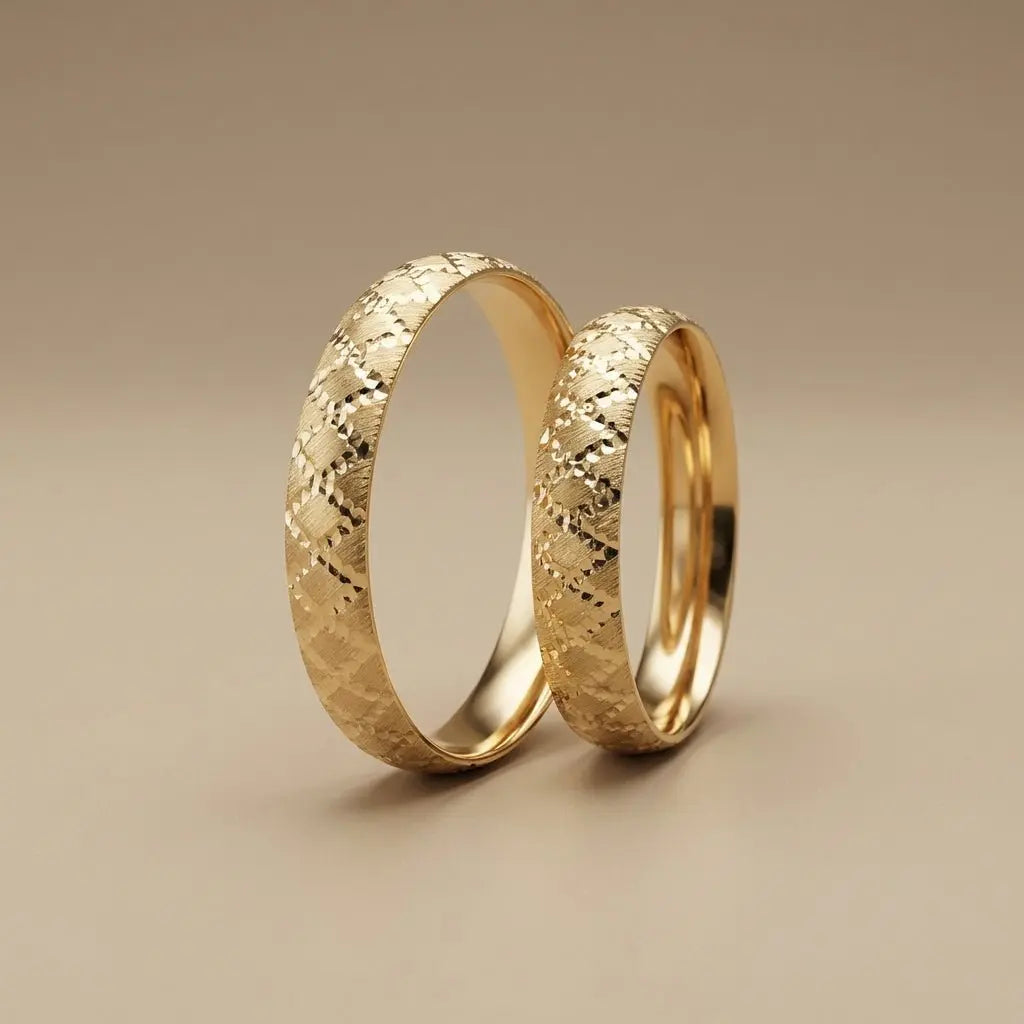 Majestic Diamond Lattice 14K Gold Wedding Band — 4mm - Majestic Jewellery