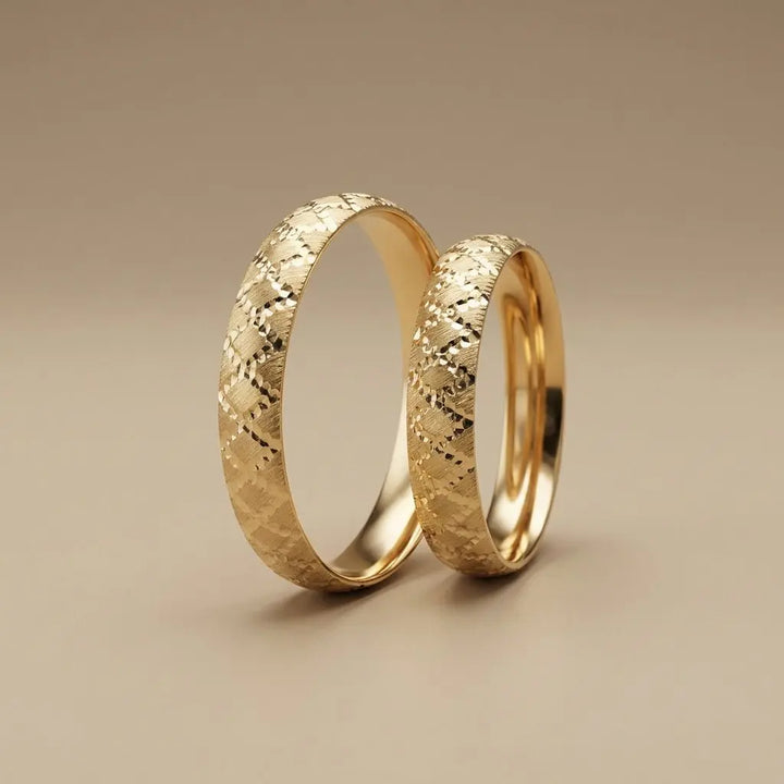 Majestic Diamond Lattice 14K Gold Wedding Band — 4mm - Majestic Jewellery