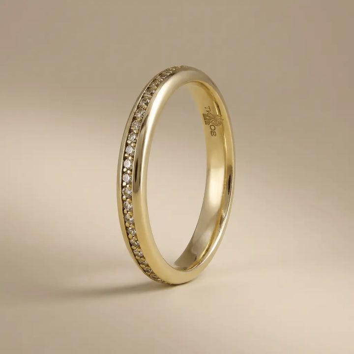 Majestic Diamond Line Collection 14K Diamond Wedding Band — Aurora 3mm - Majestic Jewellery