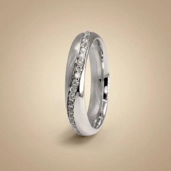 Majestic Diamond Line Collection 14K White Gold Wedding Band — Elara 4mm - Majestic Jewellery