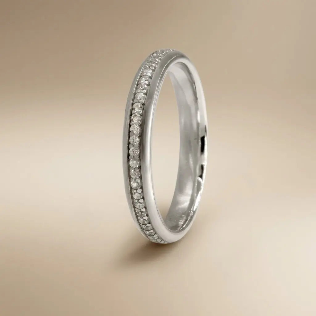 Majestic Diamond Line Collection 14K White Gold Wedding Band — Luna 3mm - Majestic Jewellery