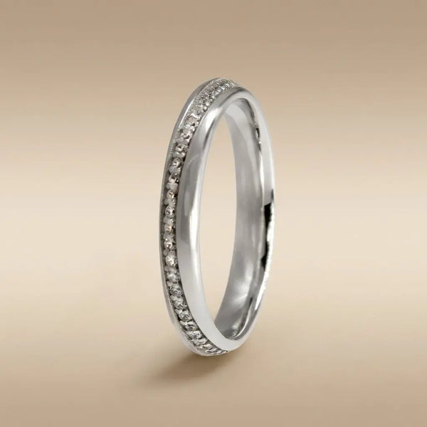 Majestic Diamond Line Collection 14K White Gold Wedding Band — Selene 3mm - Majestic Jewellery