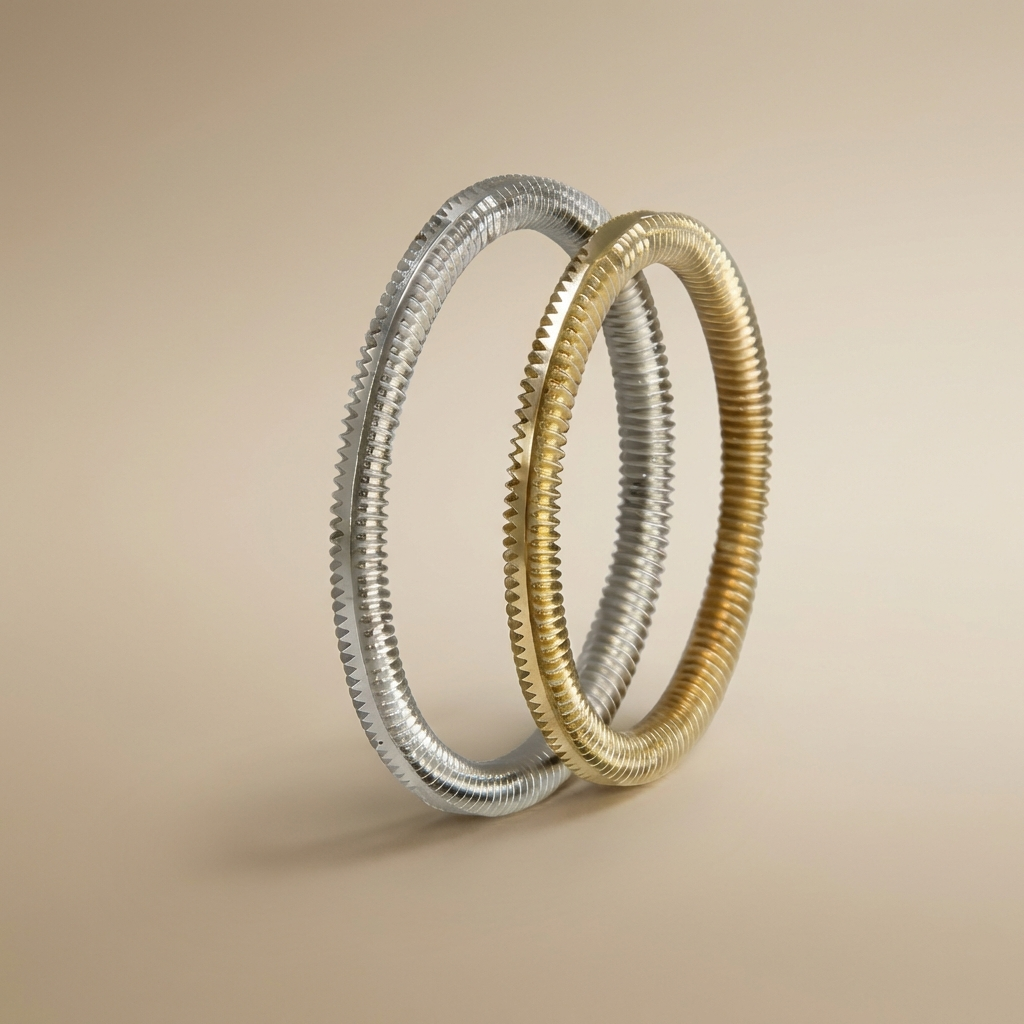 Majestätischer, zweifarbiger Ehering aus 14-karätigem Gold mit Helix-Linie (2 mm)