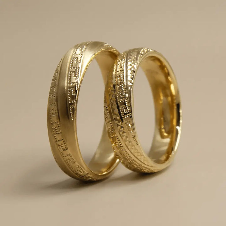 Majestic Greek Key Pattern 14K Gold Wedding Band — 5mm - Majestic Jewellery