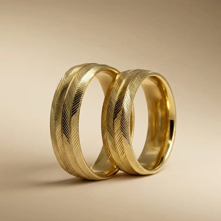 Heritage Cut Orion 6mm gold wedding band by Majestic Jewellery