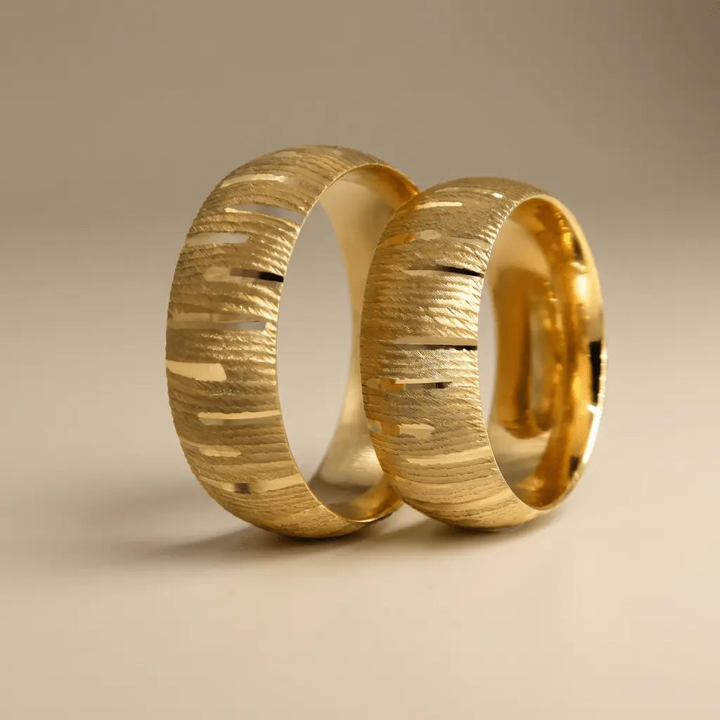 Majestic Horizontal Textured 14K Gold Wedding Band — 7mm - Majestic Jewellery