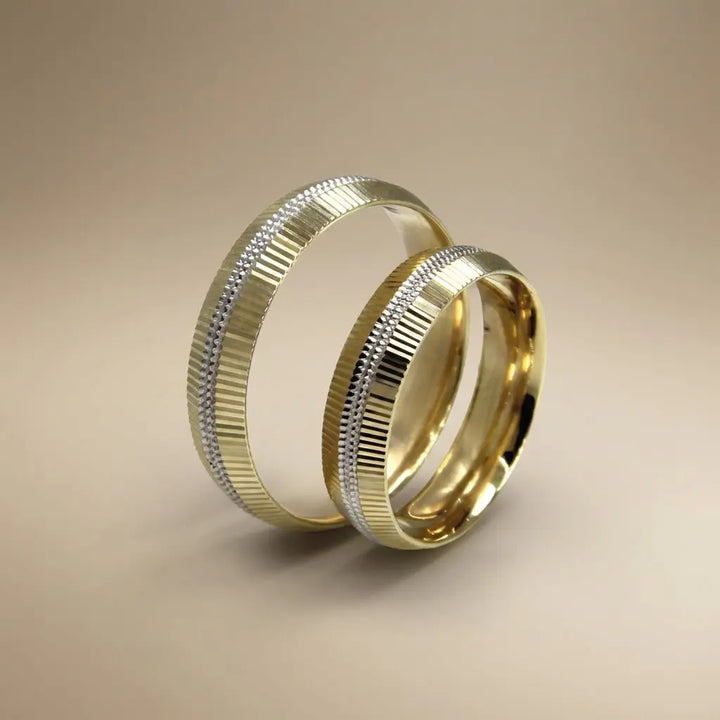 Majestic Linear Ribbed 14K Gold Wedding Band — 5mm - Majestic Jewellery