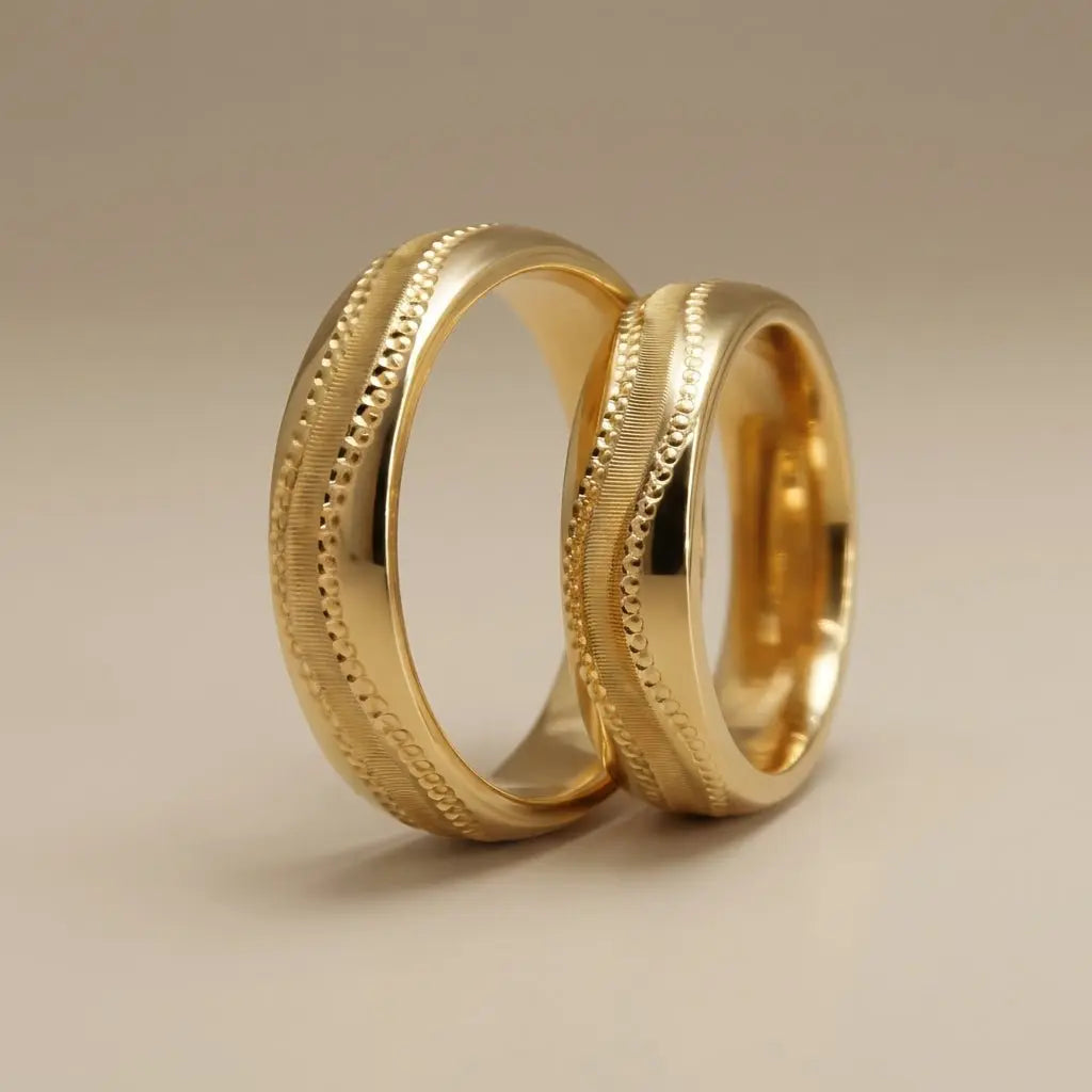 Majestic Milgrain Edge 14K Gold Wedding Band — 5mm - Majestic Jewellery