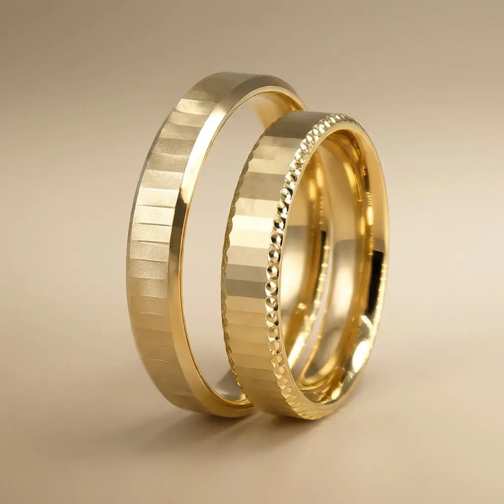 Majestic Minimal Edge Detail 14K Gold Wedding Band — 4mm - Majestic Jewellery