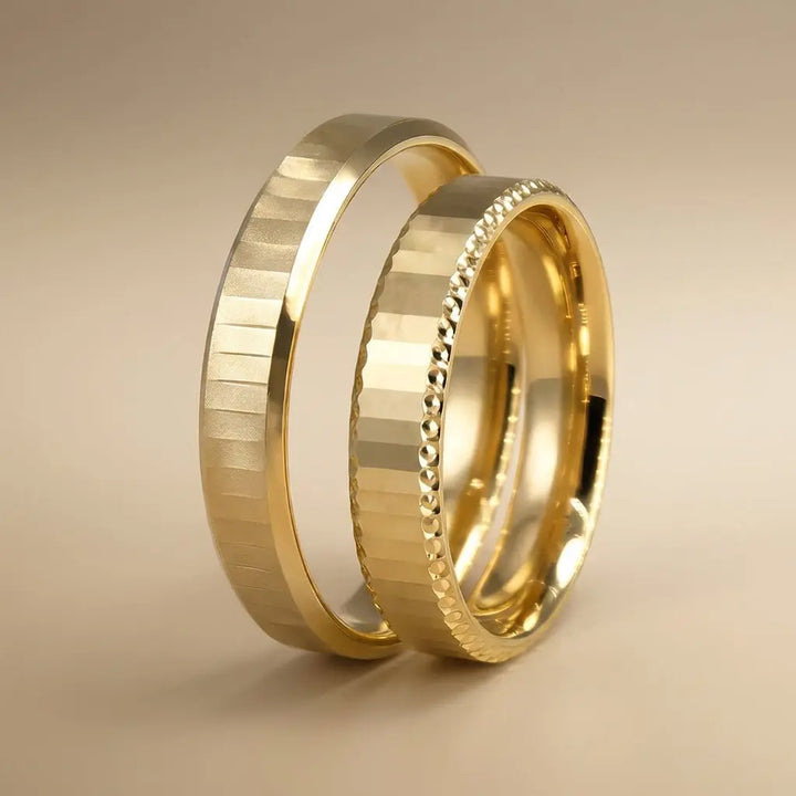 Majestic Minimal Edge Detail 14K Gold Wedding Band — 4mm - Majestic Jewellery