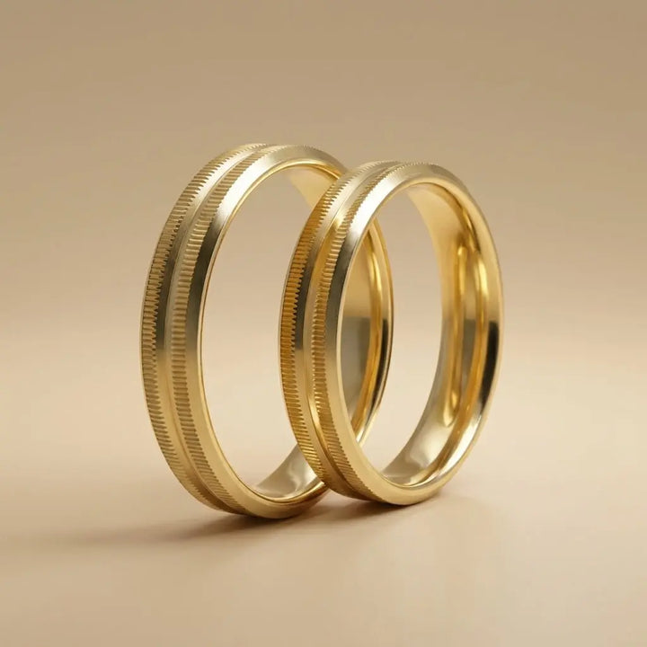 Minimal Line 4mm gold wedding band by Majestic Jewellery
