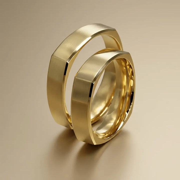Modern Lines Axiom 5mm gold wedding band by Majestic Jewellery
