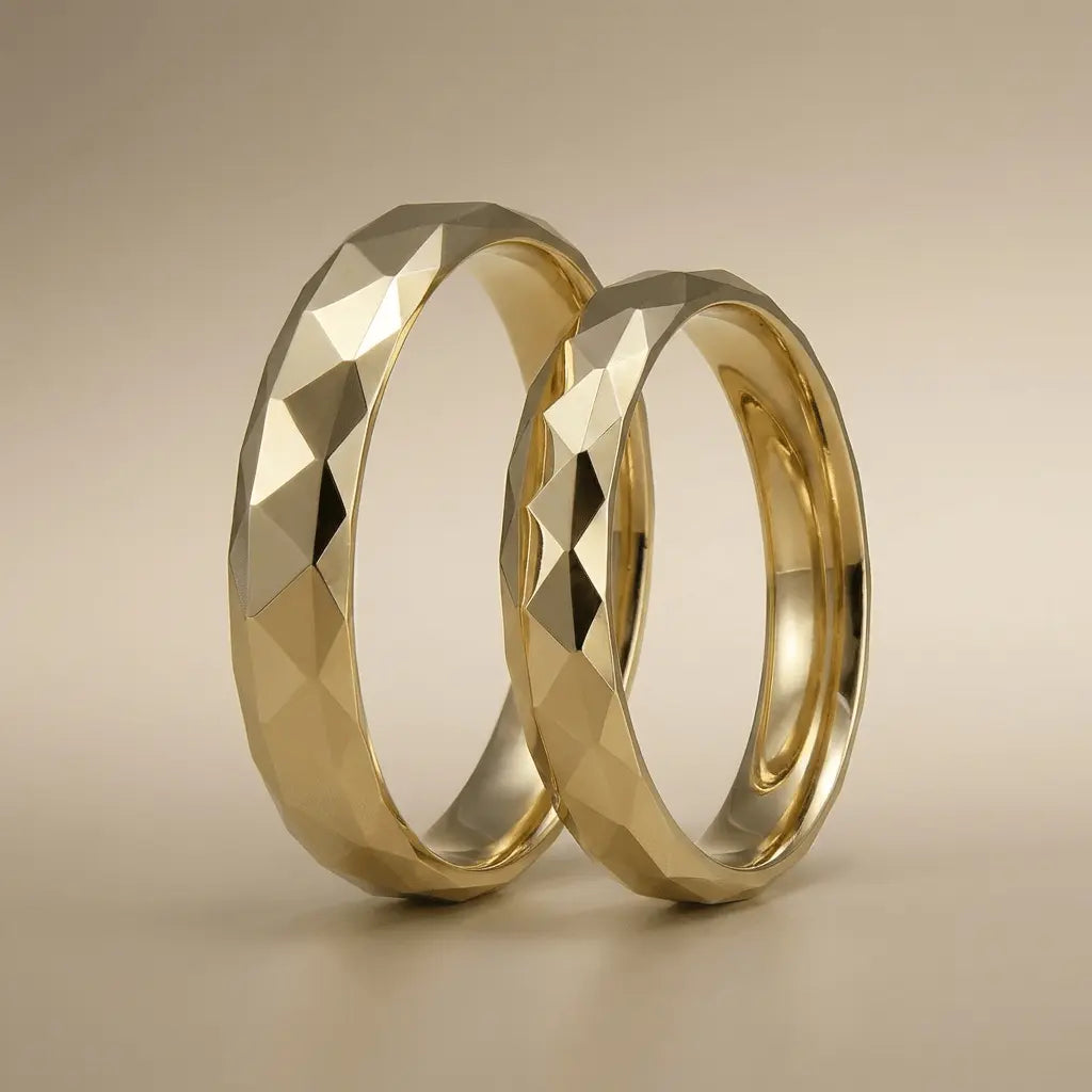 Majestic Multi - Faceted 14K Gold Wedding Band — 4mm - Majestic Jewellery