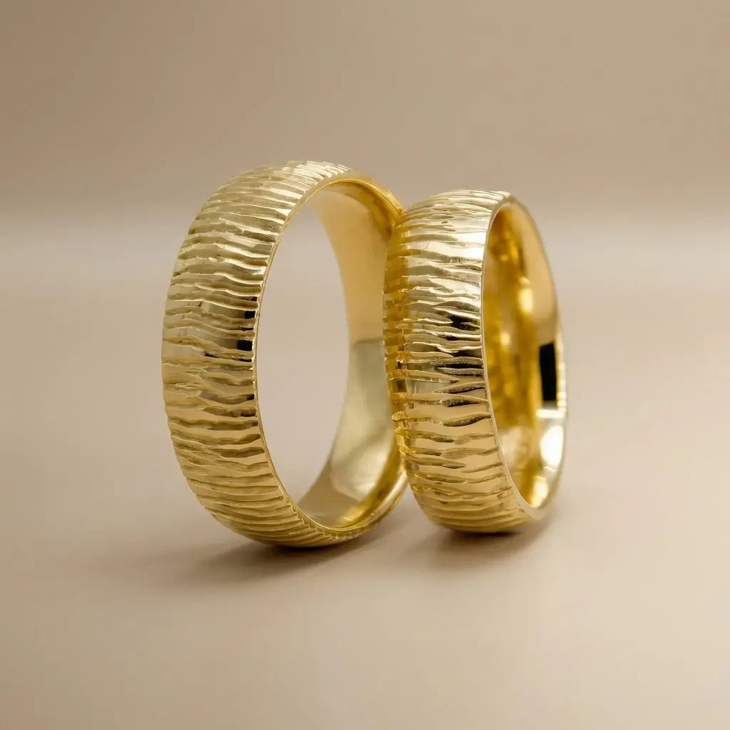Organic Ripple 6mm gold wedding band by Majestic Jewellery