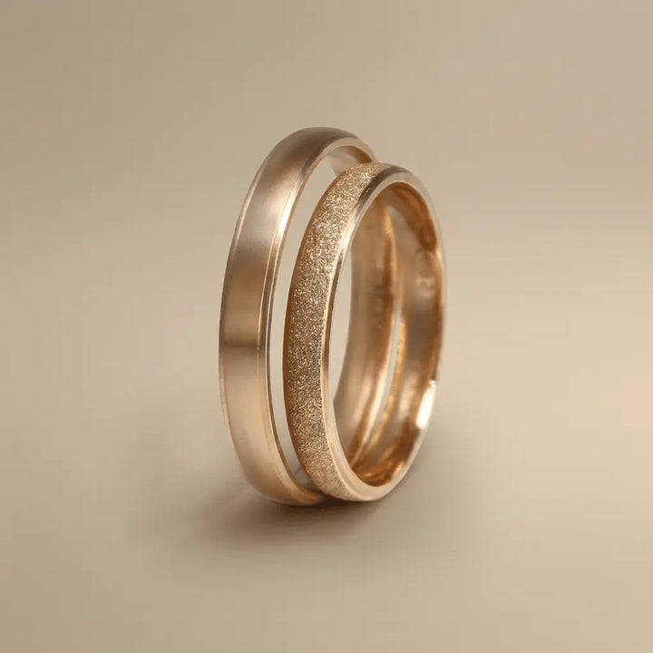 Rose Satin Sparkle 3mm gold wedding band by Majestic Jewellery
