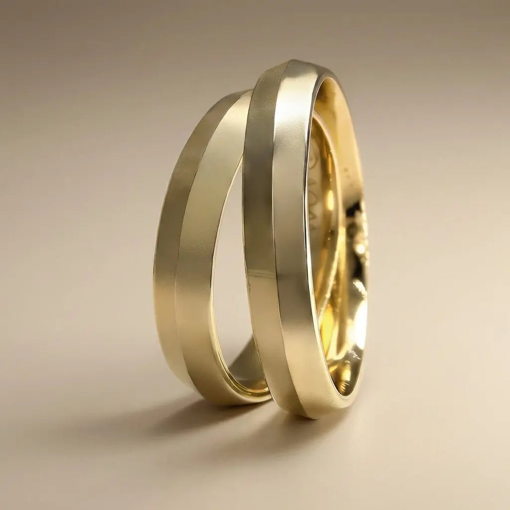 Majestic Satin with Polished Center 14K Gold Wedding Band — 4mm - Majestic Jewellery