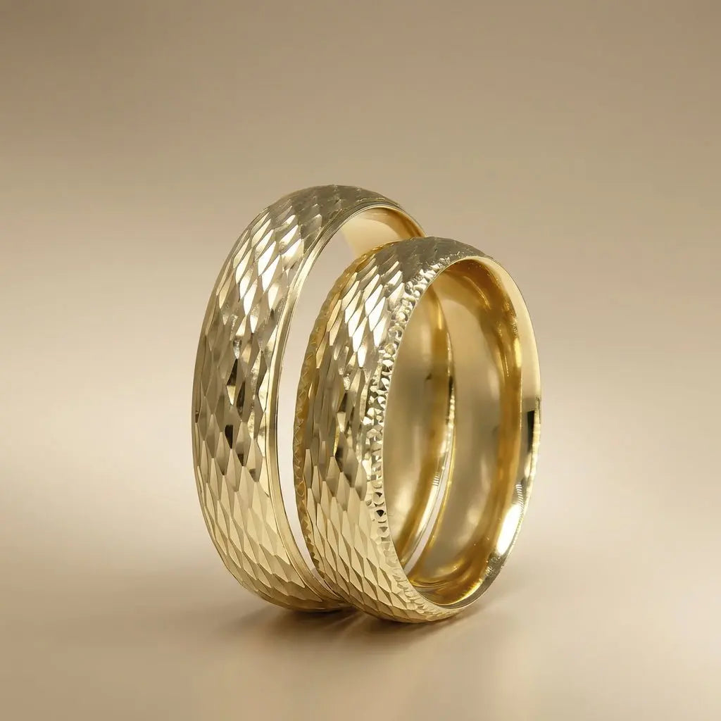 Majestic Scale Diamond - Cut 14K Gold Wedding Band — 5mm - Majestic Jewellery