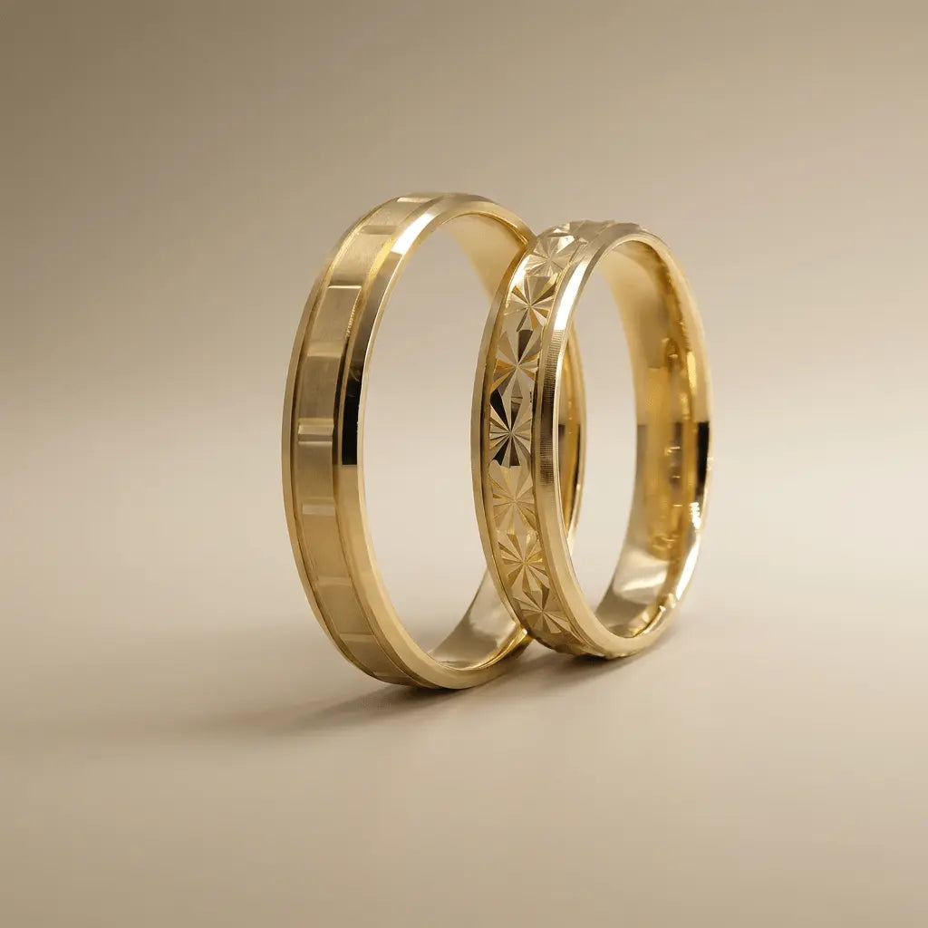 Majestic Starburst Diamond - Cut 14K Gold Wedding Band — 4mm - Majestic Jewellery