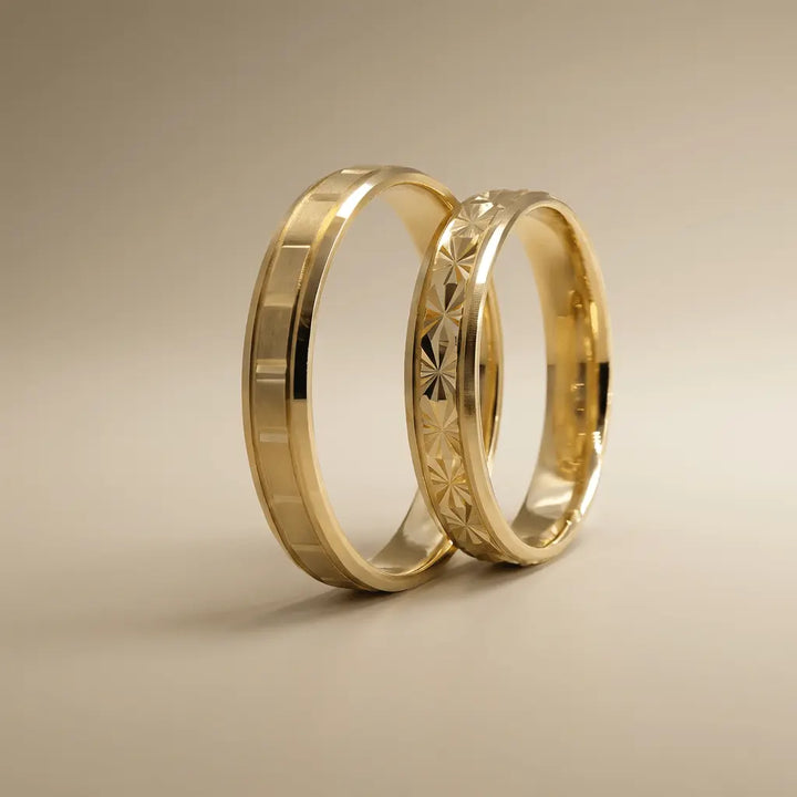 Majestic Starburst Diamond - Cut 14K Gold Wedding Band — 4mm - Majestic Jewellery