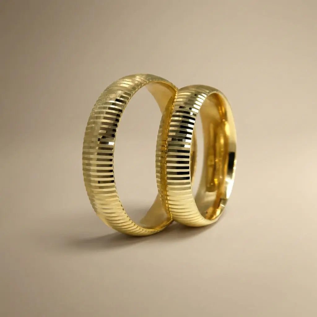 Majestic Vertical Ribbed 14K Gold Wedding Band — 5mm - Majestic Jewellery