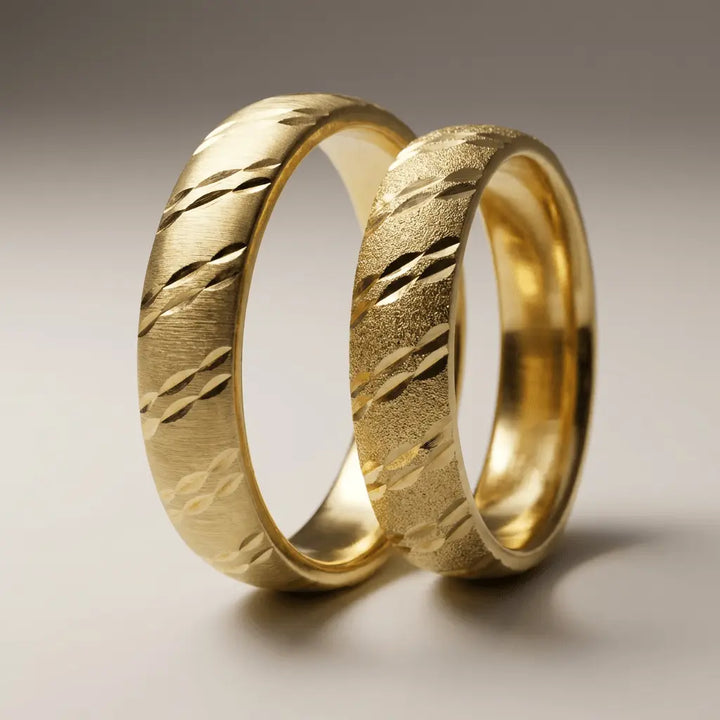Majestic Wave Diamond - Cut 14K Gold Wedding Band — 5mm - Majestic Jewellery