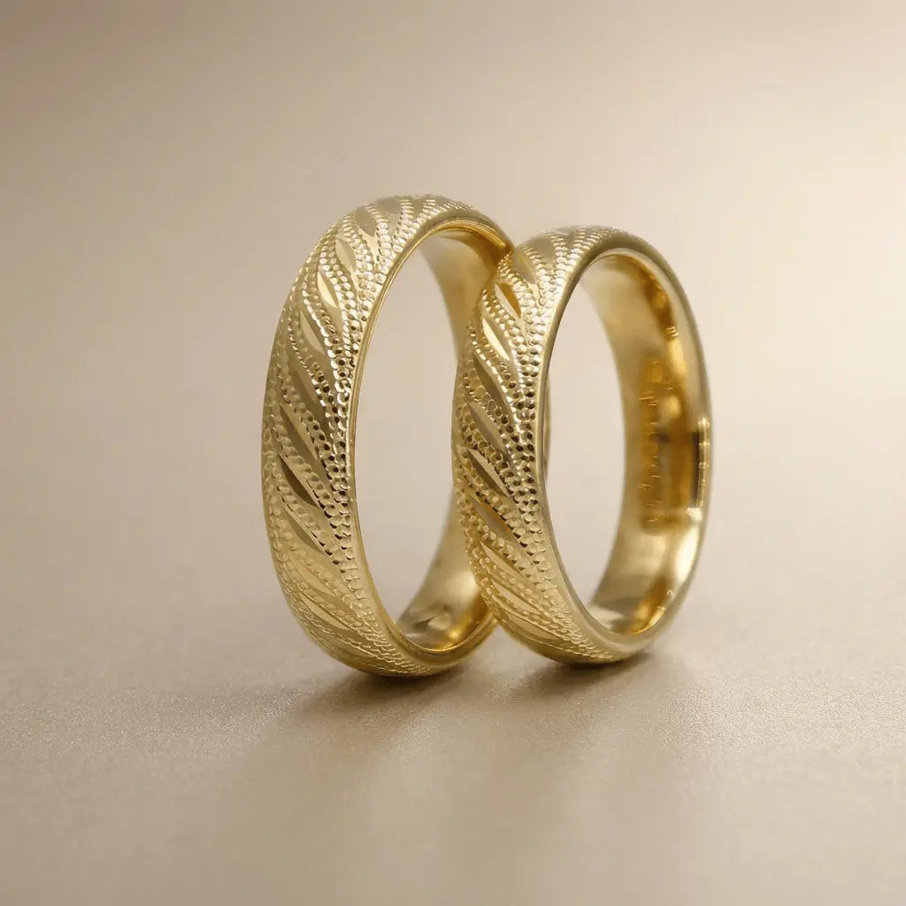 Faceted Ocean Wave Design Width – gold ring in solid 9ct gold by Majestic Jewellery