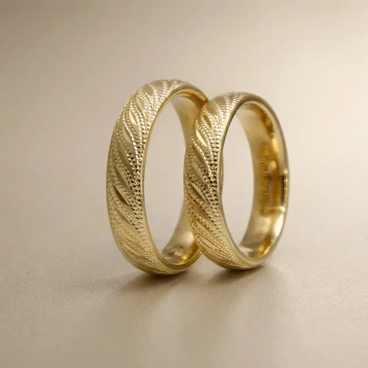 Majestic Wave Diamond - Cut 14K Gold Wedding Band — 5mm - Majestic Jewellery