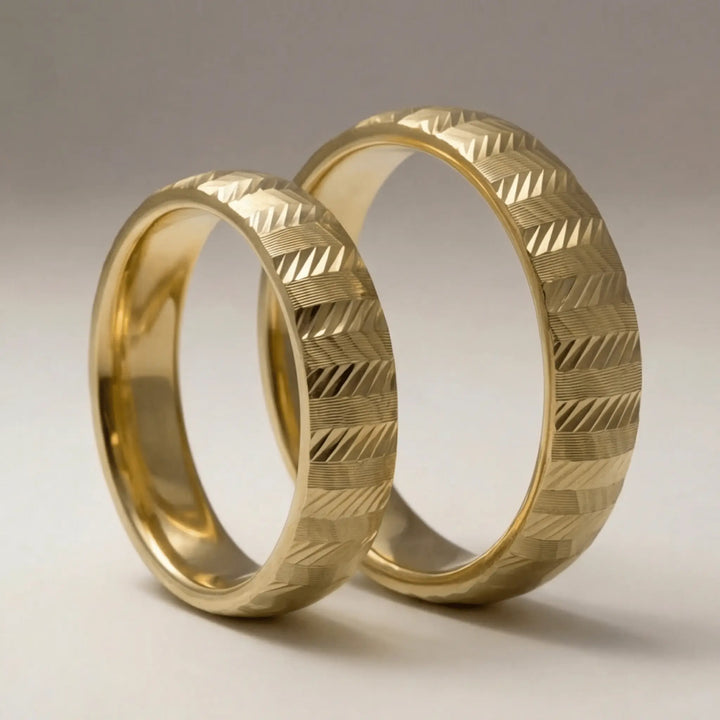 Majestic Zigzag Diamond - Cut 14K Gold Wedding Band — 5mm - Majestic Jewellery