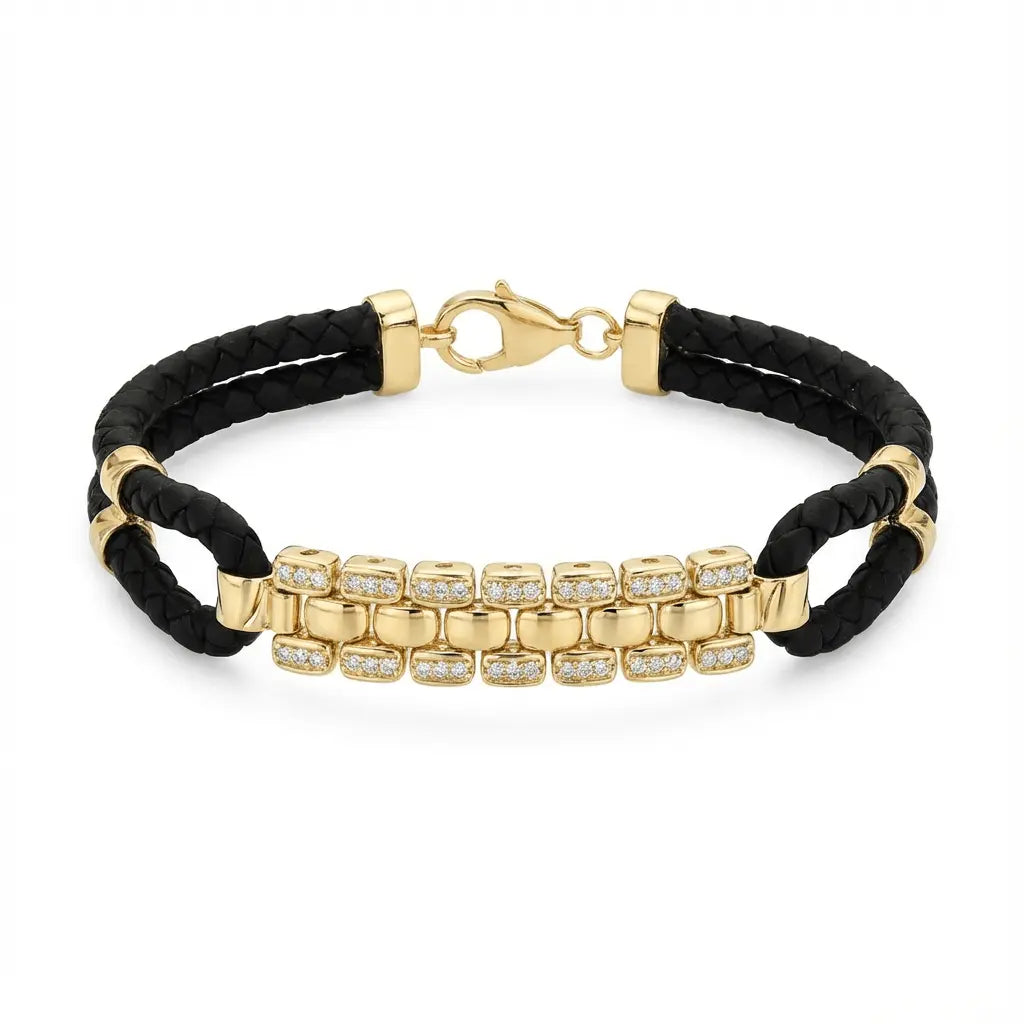 en Mosaic Braided solid gold bracelet by Majestic Jewellery