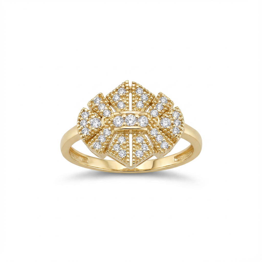 Golden Mosaic Sparkle Ring