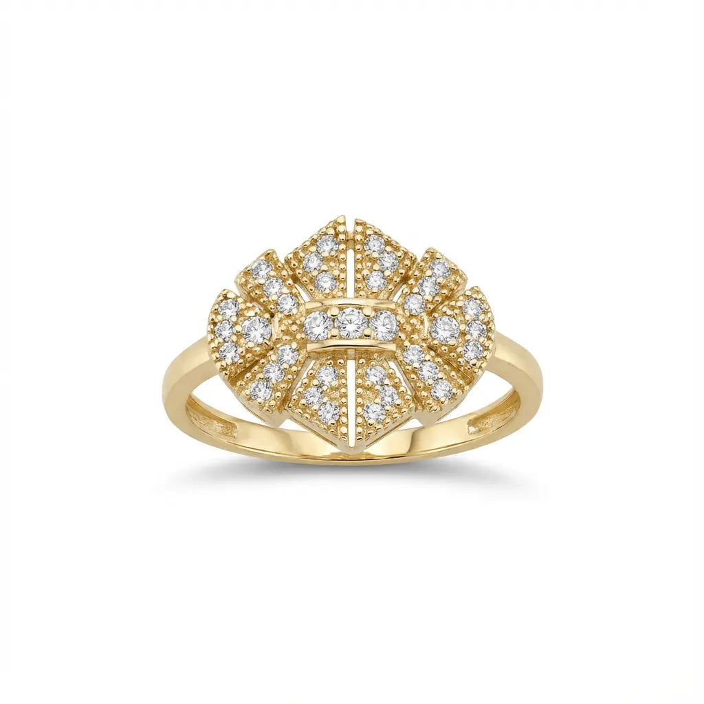 Radiant Brilliance: Mosaic , Elegant & Bold Statement Piece solid gold ring by Majestic Jewellery
