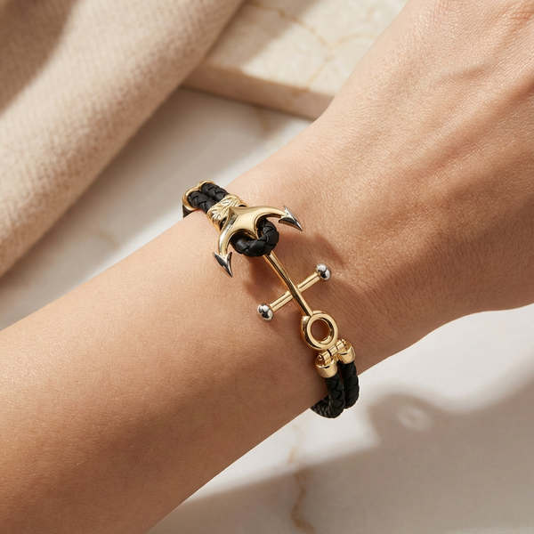 Nautical Anchor Braided Bracelet – 14K Better Gold Modern Anchor Design